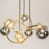 ronde_hanglamp_goud_met_a_2.webp Best Sale Straluma Ronde hanglamp goud met amber en smoke glas