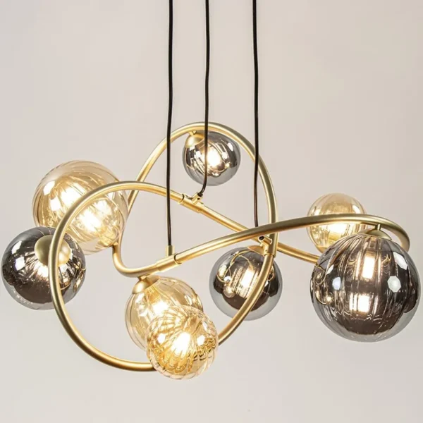 ronde_hanglamp_goud_met_a_2.webp Best Sale Straluma Ronde hanglamp goud met amber en smoke glas