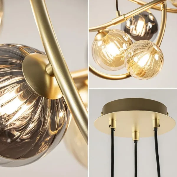 ronde_hanglamp_goud_met_a_3.webp Best Sale Straluma Ronde hanglamp goud met amber en smoke glas