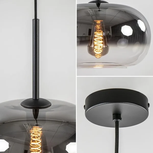 ronde_hanglamp_zwart_met__2.webp Cheap Straluma Ronde hanglamp zwart met smoke/helder glas gradient