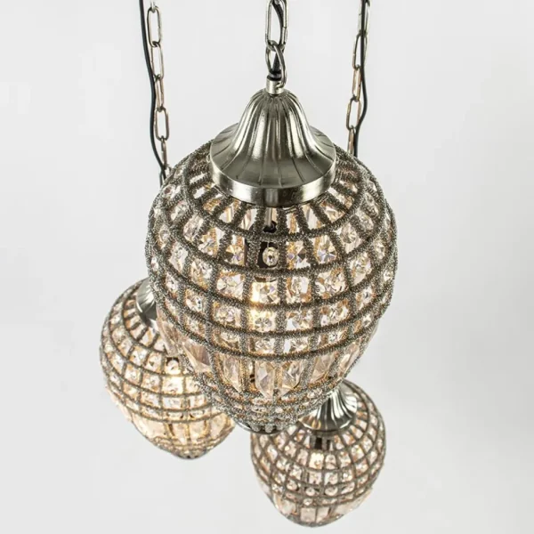 Sale Straluma Ronde 3-lichts hanglamp Charlene nikkel/kristal