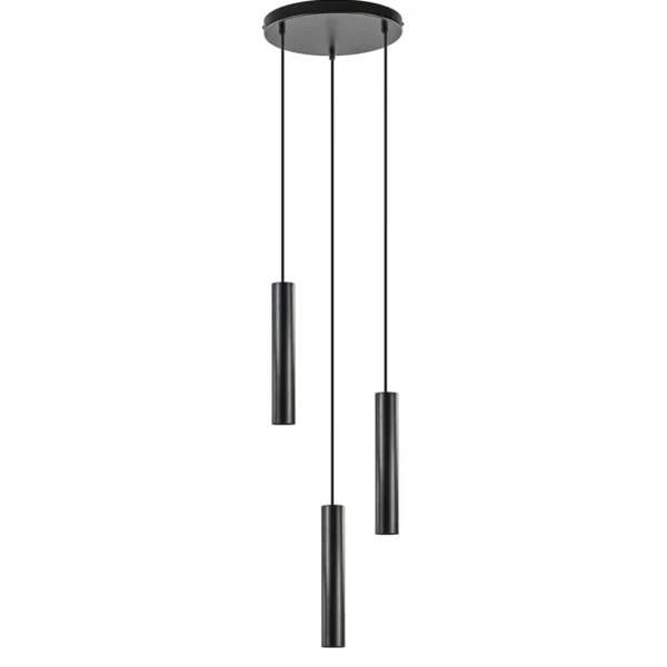 Shop Straluma Ronde 3-lichts hanglamp cilinders mat zwart