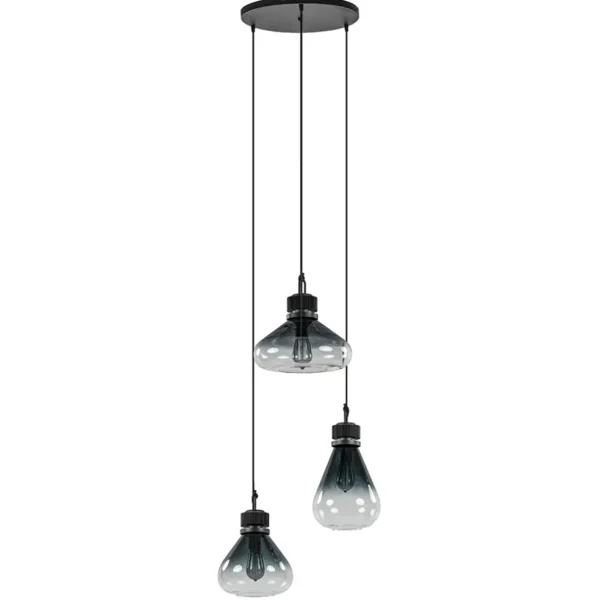 ronde_lichts_hanglamp_zwa_0-5.webp Discount Straluma Ronde 3-lichts hanglamp zwart met smoke/helder glas