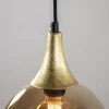 Store Straluma Ronde 3-lichts hanglamp zwart met goud en amber glas