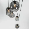 Hot Straluma Ronde 5-lichts hanglamp zwart met diverse smoke glazen