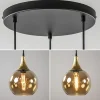 Store Straluma Ronde 3-lichts hanglamp zwart met goud en amber glas