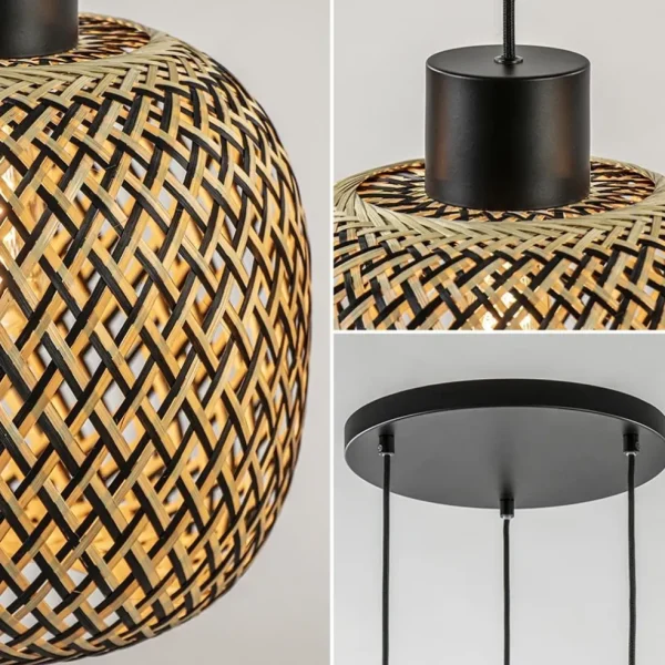ronde_lichts_hanglamp_zwa_3-4.webp Fashion Straluma Ronde 3-lichts hanglamp zwart met bamboe kappen