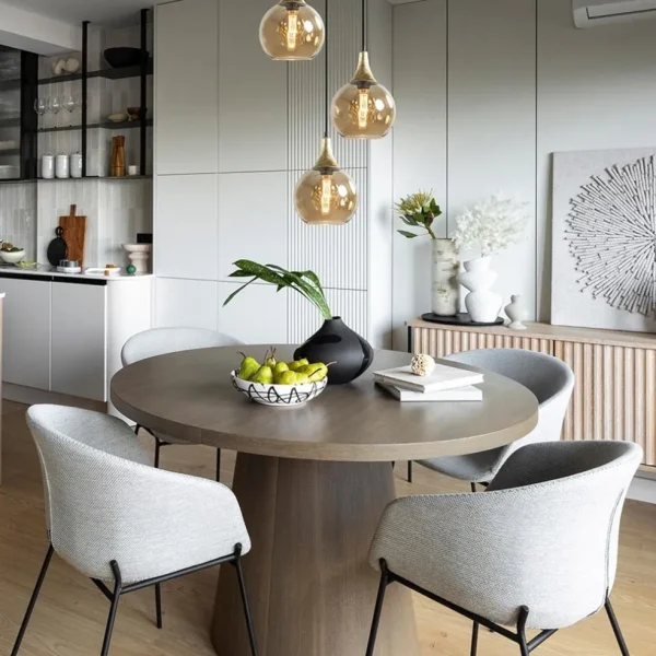 Store Straluma Ronde 3-lichts hanglamp zwart met goud en amber glas