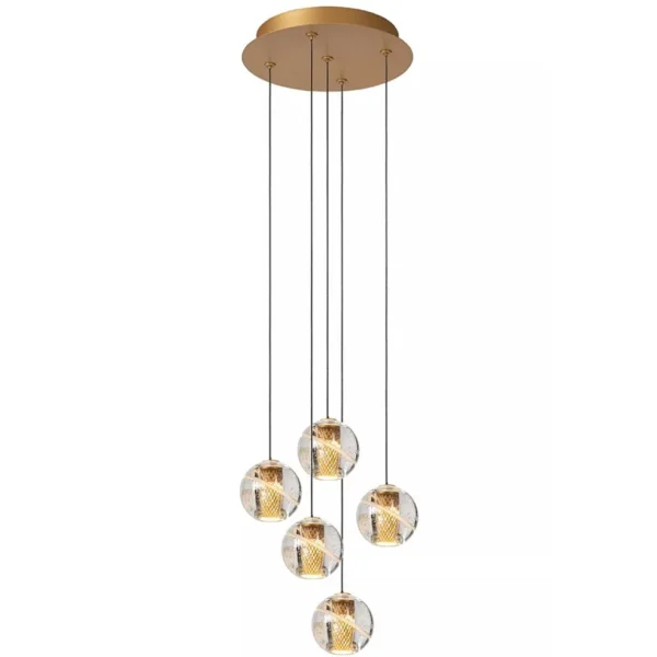 ronde_lichts_led_hanglamp_1-1.webp Flash Sale Straluma Ronde 5-lichts LED hanglamp goud met helder glas