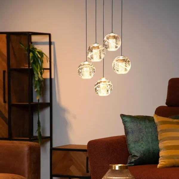 ronde_lichts_led_hanglamp_4-1.webp Flash Sale Straluma Ronde 5-lichts LED hanglamp goud met helder glas