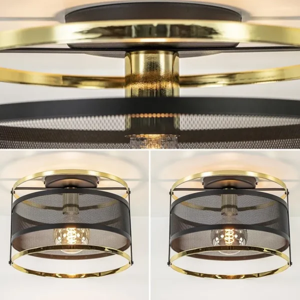 ronde_plafondlamp_gaas_ma_3.webp New Straluma Ronde plafondlamp gaas mat zwart met hoogglans goud