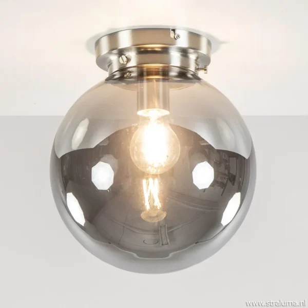 Cheap Straluma Ronde plafondlamp smokey glas met nikkel