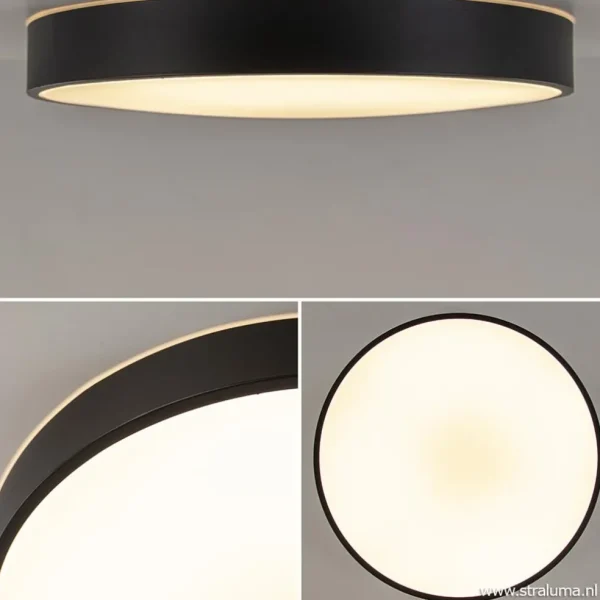 ronde_plafondlamp_zwart_i_2.webp Clearance Straluma Ronde plafondlamp zwart inclusief LED en remote