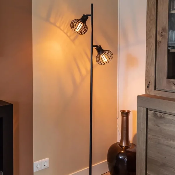 Hot Straluma Scandinavische 2-lichts vloerlamp met draadkapjes