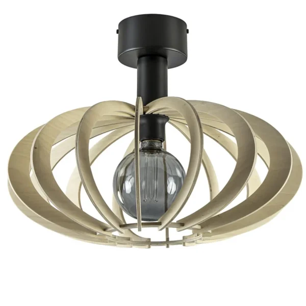 scandinavische_plafondlam_0.webp Best Straluma Scandinavische plafondlamp mat zwart met houten kap