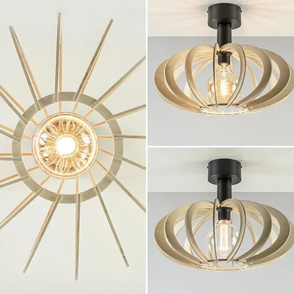 scandinavische_plafondlam_3.webp Best Straluma Scandinavische plafondlamp mat zwart met houten kap
