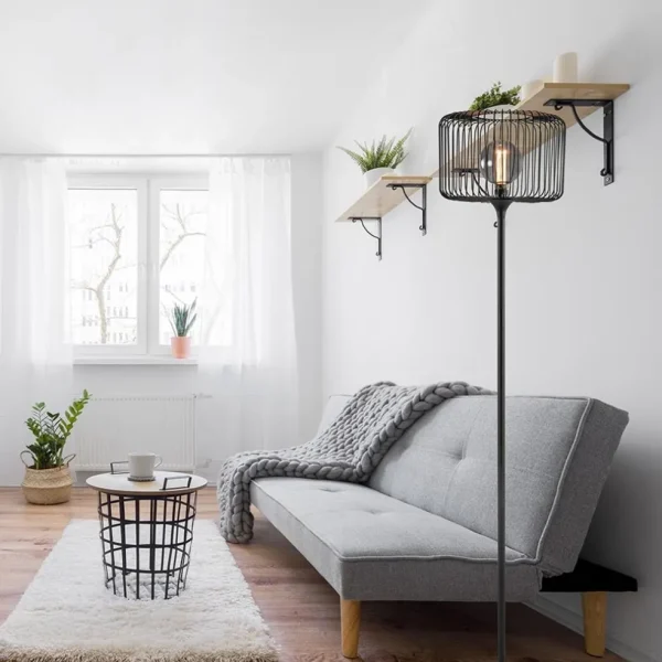 Sale Straluma Scandinavsiche vloerlamp zwart met draadkorf