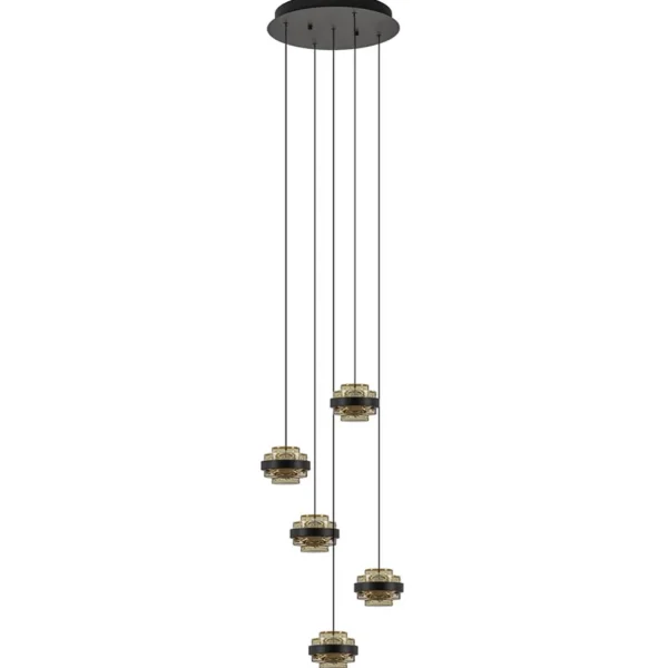 sfeervolle_lichts_hanglam_0.webp Store Straluma Sfeervolle 5-lichts hanglamp zwart/champagne inclusief LED