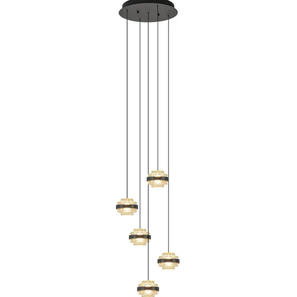 sfeervolle_lichts_hanglam_1.webp Store Straluma Sfeervolle 5-lichts hanglamp zwart/champagne inclusief LED