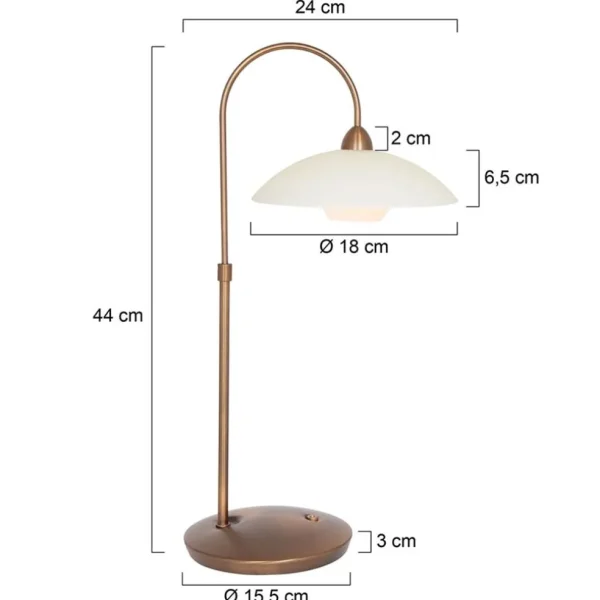 Fashion Straluma Sfeervolle tafellamp brons met creme glas klassiek