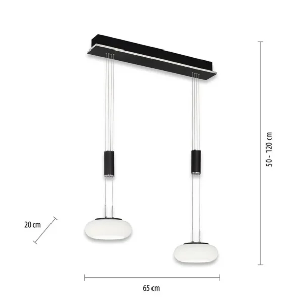 smart_hanglamp_lichts_mat_3.webp Fashion Straluma Smart hanglamp 2-lichts mat zwart met opaal glas dimbaar