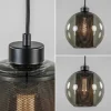 Store Straluma Smoke glazen hanglamp bol met zwarte gaas cilinder
