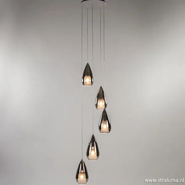 Best Sale Straluma Smokey glazen vide-hanglamp chroom