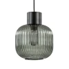 Online Straluma Stijlvolle hanglamp smoke glas geribbeld met zwart