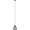 Online Straluma Stijlvolle hanglamp smoke glas geribbeld met zwart