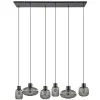 New Straluma Stijlvolle 6-lichts eettafelhanglamp zwart met smoke glas