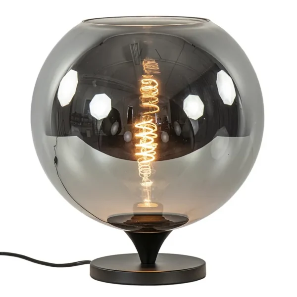 stijlvolle_tafellamp_zwar_1.webp Cheap Straluma Stijlvolle tafellamp zwart met smoke/titanium glazen bol