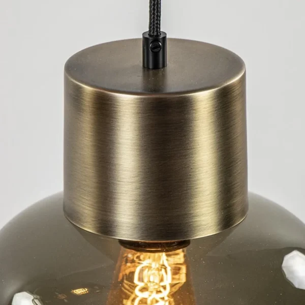 Hot Straluma Stijvolle hanglamp smoke glas met bronzen fitting