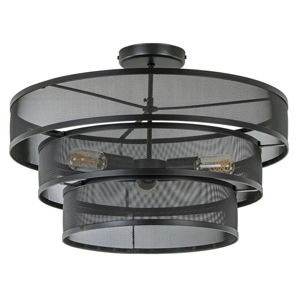 stoere_ronde_plafondlamp__0.webp New Straluma Stoere ronde plafondlamp mat zwart metaal 56 cm