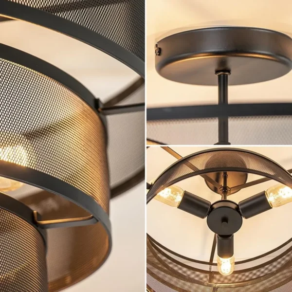 New Straluma Stoere ronde plafondlamp mat zwart metaal 56 cm