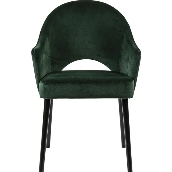 Clearance Straluma Stoffen eetkamerstoel velours groen met zwarte houten poot