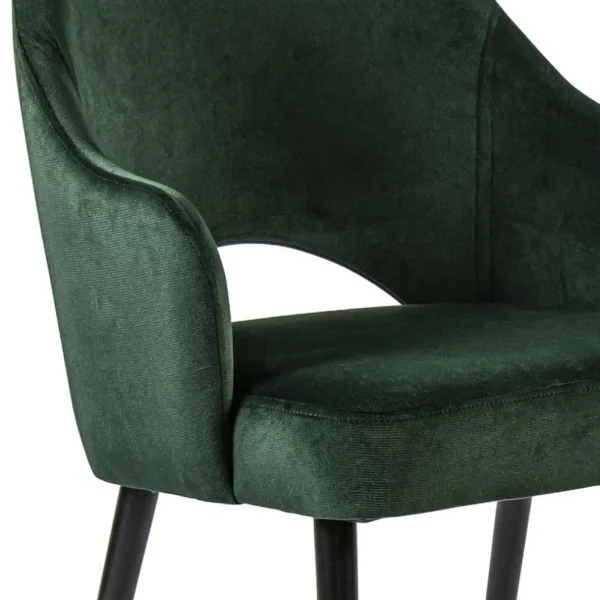 Clearance Straluma Stoffen eetkamerstoel velours groen met zwarte houten poot