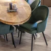 Clearance Straluma Stoffen eetkamerstoel velours groen met zwarte houten poot