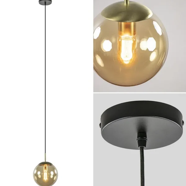 strak_klassieke_hanglamp__1-2.webp Cheap Straluma Strak klassieke hanglamp amber glas met messing 20 cm