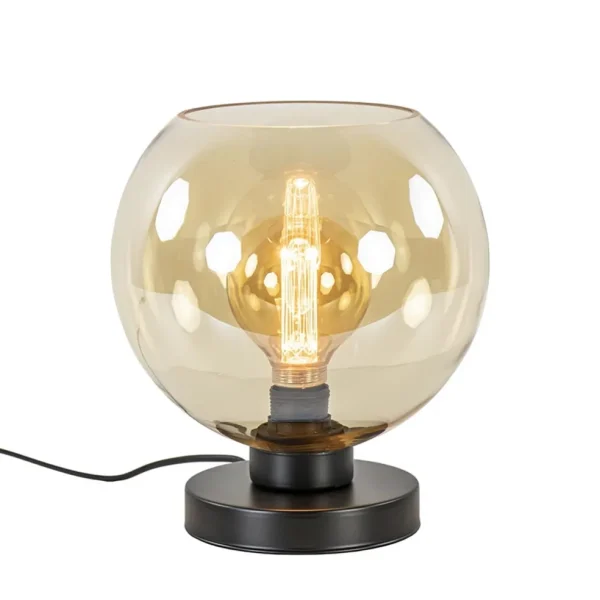 strak_klassieke_tafellamp_1-2.webp Store Straluma Strak klassieke tafellamp zwart met amber glas