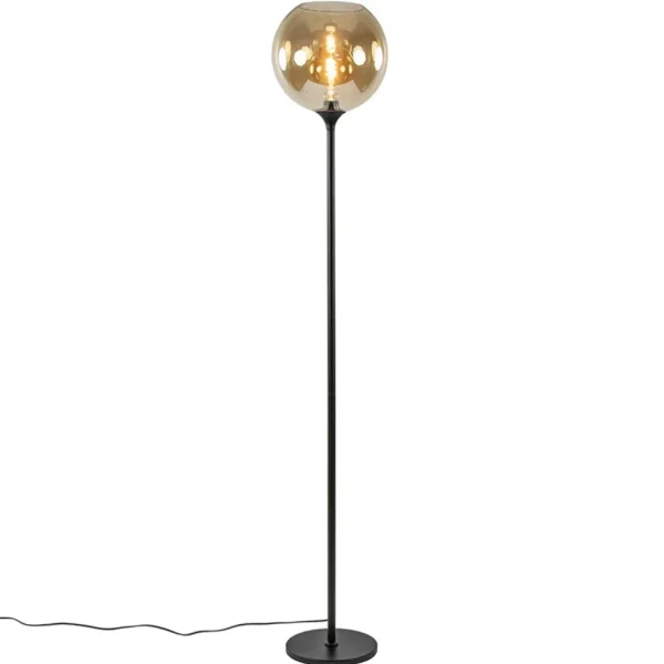 strak_klassieke_vloerlamp_1-1.webp Shop Straluma Strak klassieke vloerlamp zwart met amber glas 30 cm
