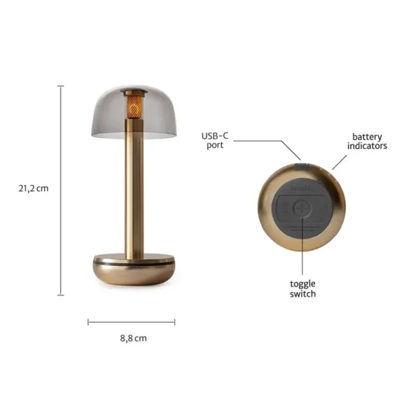 tafellamp_humble_two_goud_1.webp Store Straluma Tafellamp Humble Two goud/smoke oplaadbaar