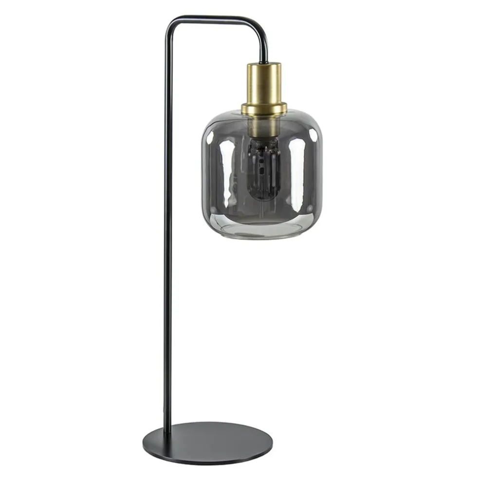 tafellamp_lekar_zwartbron_0.webp Best Sale Straluma Tafellamp Lekar zwart/brons met smoke glazen kap