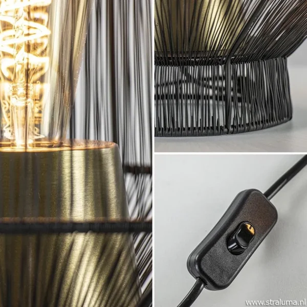 tafellamp_vitora_mat_zwar_2.webp Clearance Straluma Tafellamp Vitora mat zwart met bronzen fitting