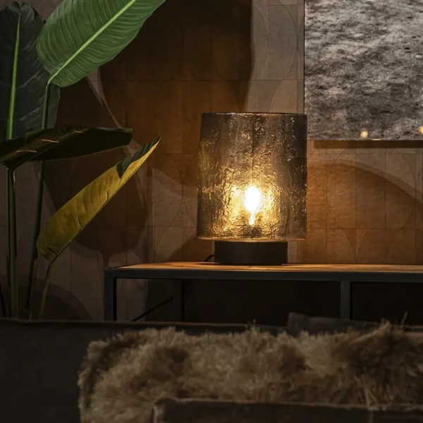 New Straluma Tafellamp zwart met robuuste glazen kap