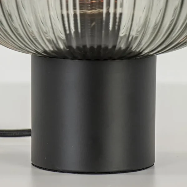 Best Straluma Tafellamp zwart met ronde smoke glazen kap
