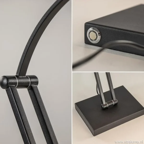Outlet Straluma Tafellamp zwart "piano" model+touchdim.