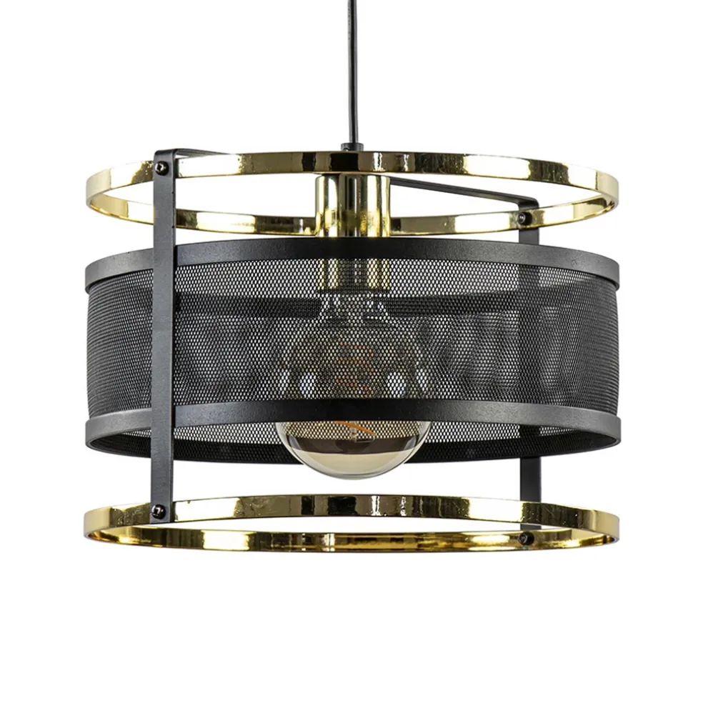 trendy_hanglamp_mat_zwart_0.webp Clearance Straluma Trendy hanglamp mat zwart met hoogglans goud