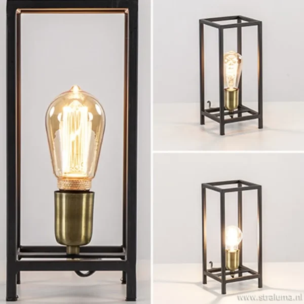 Shop Straluma Trendy tafellamp Marlay zwart met brons