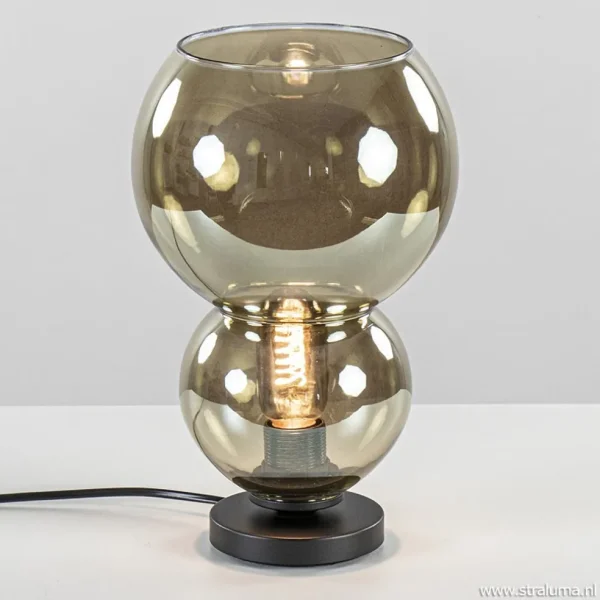 trendy_tafellamp_met_smok_1.webp Best Sale Straluma Trendy tafellamp met smoke glazen kap