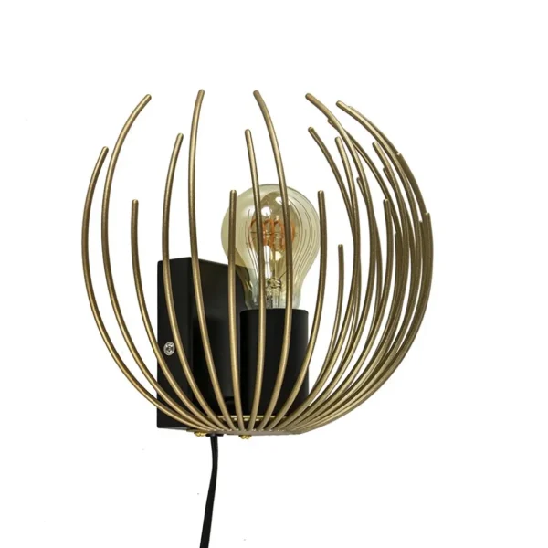 trendy_wandlamp_goud_met__0.webp Cheap Straluma Trendy wandlamp goud met zwart inclusief snoer